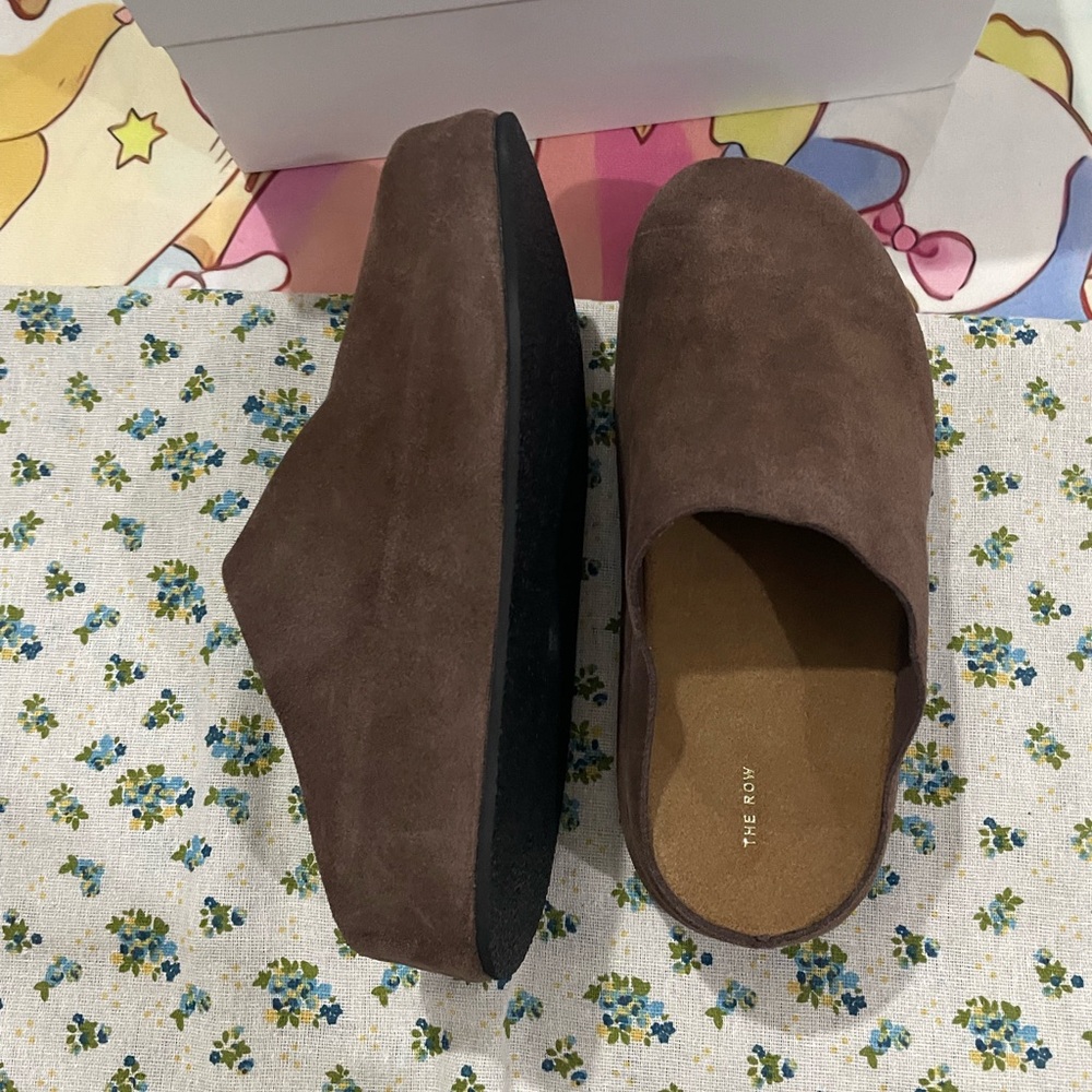 The Row Brown Suede Clog Mules - Picture 5 of 8